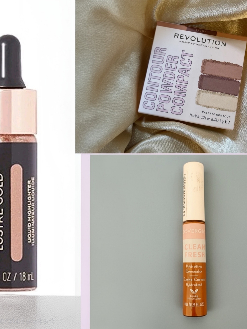 NEW Revolution Liquid Highlighter + Contour Compact & CoverGirl Concealer Bundle
